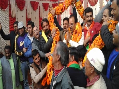 BJP state president Ajay Bhatt warm welcome